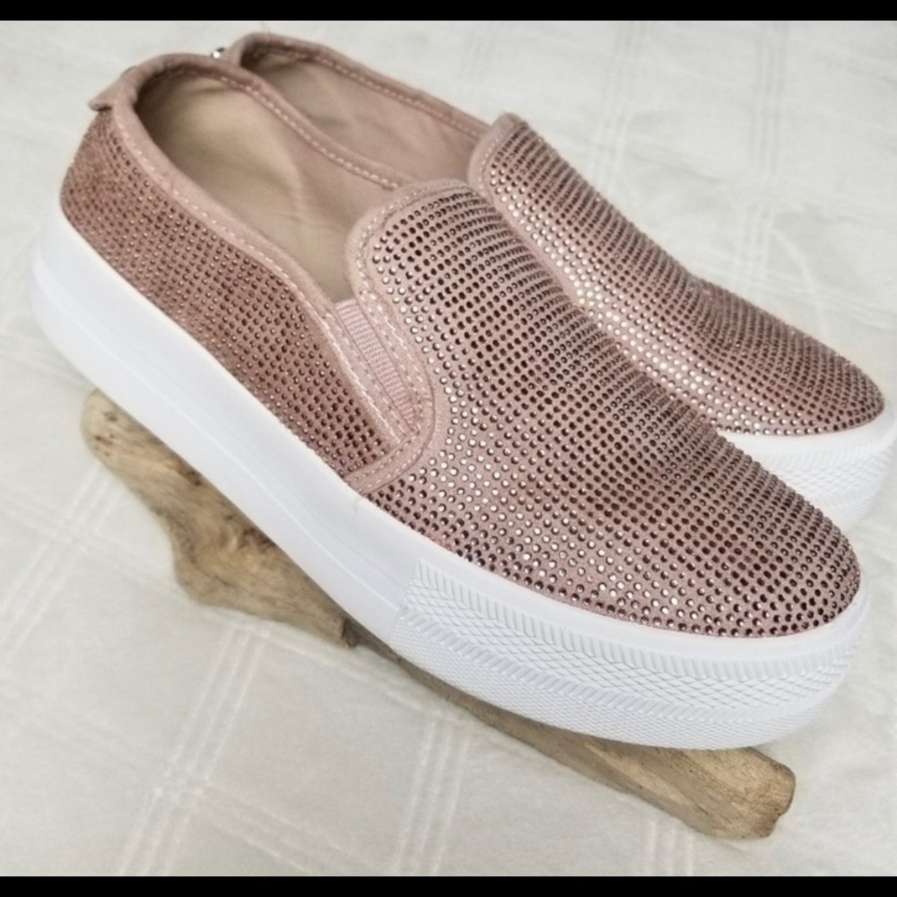 GUESS Pink Bedazzled Slip Ons! 💖